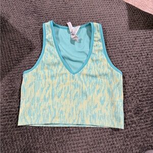 Athleta Blue and Yellow Patterned Crop Top